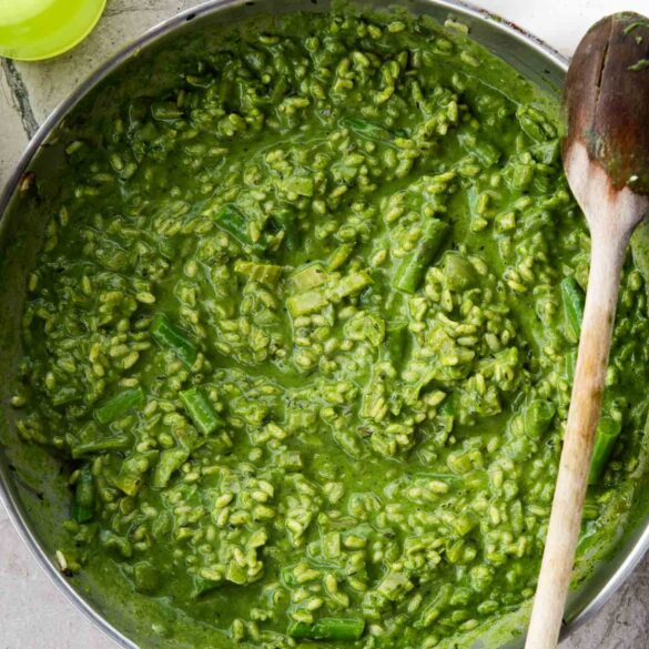 Bardzo zielone risotto ze szparagami