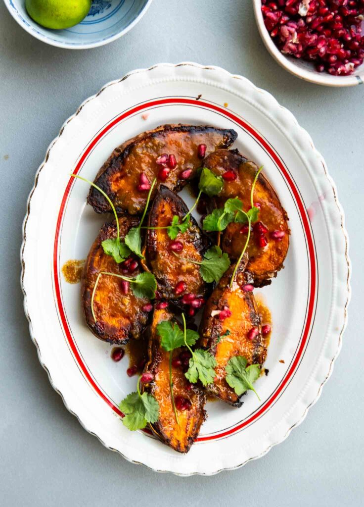 Pieczone bataty w miso i granatem 2 Pieczone bataty w miso i granatem